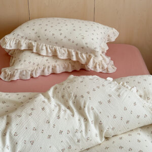 cotton muslin floral duvet cover set with ruffle edges